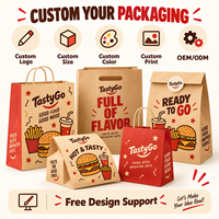 Sacs en papier kraft écologiques personnalisés, résistants à la graisse, pour emballages à emporter, restauration rapide, hot-dogs, sandwichs, hamburgers et poulet frit