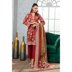 Conjunto de Vestido Pakistaní de 3 Piezas en Algodón Khaddar WNS-52095, Anarkali Salwar Kameez Pintado a Mano con Dupatta para Festivales, Ropa Étnica - Product Image 1