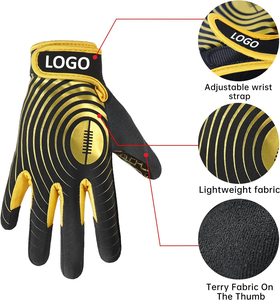 Guantes Deportivos Antideslizantes Cómodos, Agarre de Mano para Receptor, Mejor Rendimiento, Cierre con Logotipo Personalizado para Jugadores de Fútbol - Product Image 2