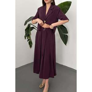 Plum Single-Button Short Jacket and Skirt <b>Set</b> - Plum - Product Image 5