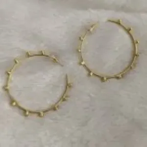 Brass Handmade Gold Plated Hoop and Stud <b>Earrings</b> with <b>Opal</b> - Product Image 4