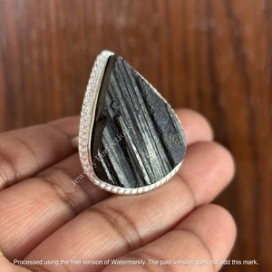 Trending Hot selling Wholesale Original <b>Black</b> Tourmaline Druzy Gemstone 925 Sterling Silver <b>Ring</b> for <b>Women</b> Factory Price Jewelry - Product Image 5