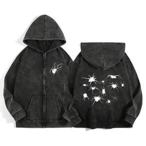 Top qualité 400Gsm DTF impression sweat à capuche lavé à l'acide sans ficelle pull français éponge blanc Vintage lavage sweats à capuche pour hommes - Product Image 1