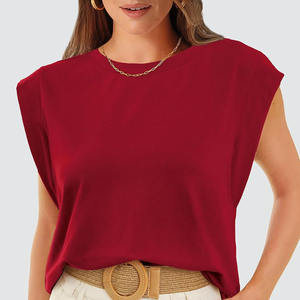 Women Sleeveless Shirt Premium 180 GSM Cotton Spandex Smooth Soft Fabric Solid Color Custom Logo Print Women's Cotton shirts - Product Image 4