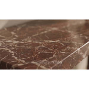Rosso Levanto <b>Marble</b> <b>Console</b> <b>Table</b> with Arched Waterfall Base Wabi-Sabi Style Living Room Furniture - Product Image 2