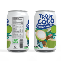 Nieuw Merk Kokoswater Tropicoco 330Ml Aluminium Kan Verse Vietnam Kokossap Drinken In Bulk