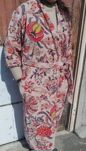 Femmes corail polaire longue coton Kimono Robe motif fleuri doux velours imprimé grande taille Maxi boutonné maison porter sommeil été - Product Image 3