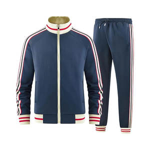 ชุดออกกำลังกายแขนยาว2ชิ้นสำหรับผู้ชายไซส์ใหญ่พิเศษมีซิปเต็มตัว - Product Image 3