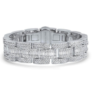 Nueva moda 925 plata esterlina Moissanite Baguette diamante Hiphop pulsera personalizada cadena fina y joyería de eslabones - Product Image 4