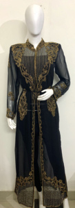 Kaftan Kurta ouvert sur le devant pour femmes, brodé à la main, en soie Georgette, design ethnique moderne, tenue de soirée pour les vacances, style indien pakistanais - Product Image 3