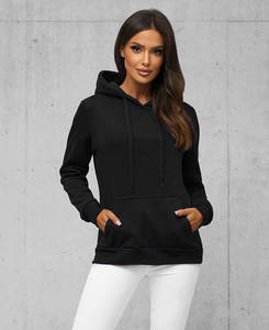Noir nouveauté femme sweat décontracté Logo personnalisé polaire nouveau Style goutte épaule à capuche dames - Product Image 1