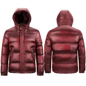 Chaqueta de burbujas de nailon personalizada de alta calidad, chaquetas acolchadas con capucha extraíbles brillantes para hombre de invierno - Product Image 1