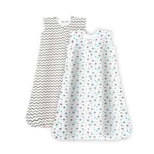 Sac de couchage en mousseline de coton biologique avec fermeture à glissière pour bébé Sac de couchage pour tout-petits avec motif d'étoile en zig-zag imprimé - Product Image 1