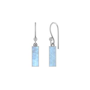 Boucles d'oreilles pendantes en argent sterling 925 de haute qualité, finition haut de gamme, pierre de lune arc-en-ciel, forme de baguette double cœur, sertissage en bezel, cadeau de mariage - Product Image 1