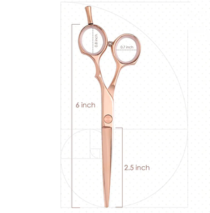 Ciseaux de coiffeur en or rose de 5.5 pouces avec repose-doigt Ciseaux de beauté de qualité industrielle avec pochette en cuir - Product Image 3