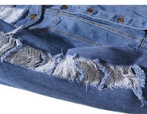 Wholesale Women's Vintage Long Sleeve Jacket Basic Coats Ripped Denim Fabric Fashionable Printed <b>Design</b> Casual Style - Product Image 5