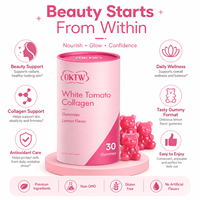 OKTW Witte Tomaten Collageen Gummies Citroensmaak Huidverhelderende Ontgiftende Suikerarme Beauty Supplement Beer Gummies Dagelijkse Orale Toediening