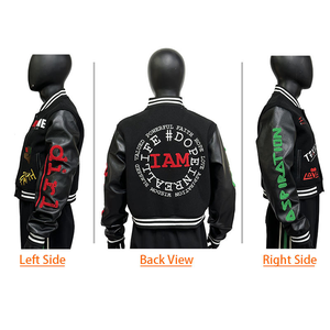 Veste universitaire à carreaux multicolores personnalisée pour femmes, en cuir véritable, écologique, coupe-vent, patchwork, broderie, bomber - Product Image 5