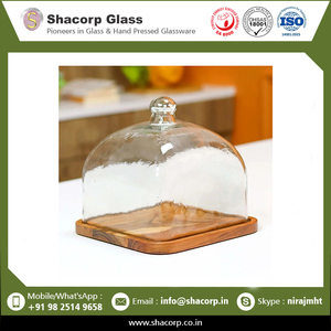 Centro de mesa de cristal de cúpula de cristal transparente con base de madera para decoración del hogar de bodas - Product Image 2