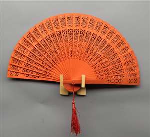 Abanicos de mano de madera tradicionales ecológicos Abanico de bambú pintado con anillos de metal Plegado a mano Regalo personalizado - Product Image 6