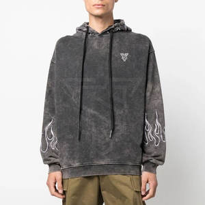 Vente en gros Service OEM Meilleur design Sweats à capuche délavés à l'acide pour hommes légers 100% coton Couleur unie Saison d'hiver Col à capuche uni - Product Image 2