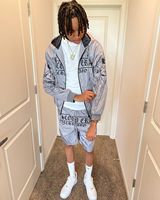 2025 Simple moda hombres Vintage gota hombro bordado pantalones de chándal y Sudadera con capucha conjunto corto chándal para hombres