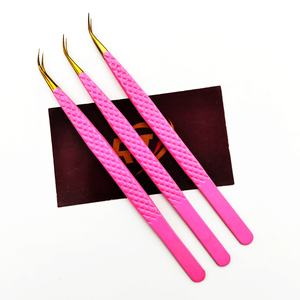 Pince à épiler d'isolation en acier inoxydable écologique Logo personnalisé Pince à épiler d'extension de cils enduite de poudre durable pour la fabrication de ventilateurs - Product Image 1