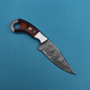 มีดเหล็กดามัสกัสแบบเต็มแผ่นงานทำด้วยมือมีดดามัสกัสสำหรับตั้งแคมป์ - Product Image 2