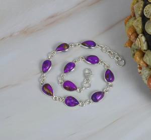 Tennis Bracelet Handmade <b>Fine</b> Silver Purple Turquoise Gemstone Gift Solid 925 Sterling Silver Jewelry Sterling Silver Jewelry - Product Image 5
