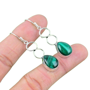 925 plata esterlina sólida malaquita Spinner pendientes joyería 925 pendientes colgantes regalo de boda regalo mujeres compromiso diseñador - Product Image 1