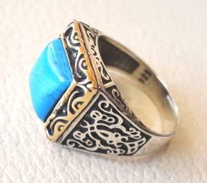 Wholesale <b>Mens</b> <b>Ring</b> Natural Turquoise Gemstone December Birthstone Father's Day Ottoman <b>Ring</b> Jewelry 925 Sterling <b>Silver</b> <b>Ring</b> - Product Image 2