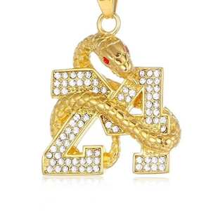 Colgante de Lujo de Plata de Ley con Letra ZA y Diseño de Serpiente, Joyería Hip Hop con Iniciales, Chapado en Oro - Product Image 1