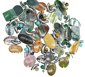 สร้อยคอทองเหลืองวินเทจของผู้หญิงทำด้วยมือจี้ลาบราดอไรต์ยอดนิยมยอดนิยมสารพันพลอยธรรมชาติบุษราคัมสำหรับงานปาร์ตี้คริสเตียน - Product Image 2