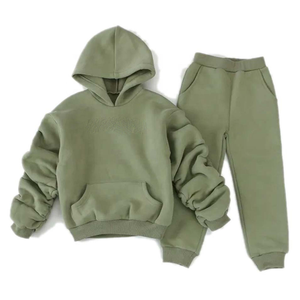Kids fleece tracksuit custom logo <b>hoodie</b> with <b>matching</b> <b>jogger</b> pants toddler boys girls two piece set soft cotton casual wear - Product Image 2
