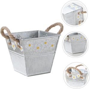 Small Size Steel Metal Planter Hand Painted Flowers Stackable <b>Plant</b> Pot Outdoor Centre <b>Table</b> Balcony Garden Decor Gift Pot - Product Image 3