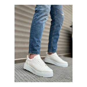 -Scarpe da uomo con lacci bianche in vernice a suola alta O81-04 Myr - Product Image 1