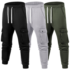 ชุดออกกำลังกายสำหรับผู้ชายกางเกงวิ่งจ๊อกกิ้งกางเกงคาร์โก้มีฝาปิดกระเป๋าให้ความอบอุ่นสำหรับฤดูใบไม้ร่วงฤดูหนาว - Product Image 1