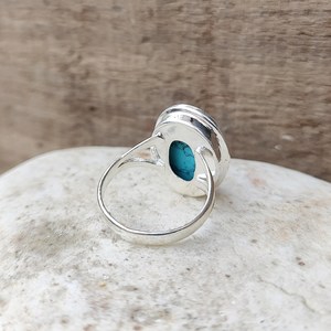 Handmade Oval <b>Turquoise</b> <b>Ring</b> 925 Sterling Silver Statement Jewelry - Product Image 4