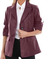 Veste en cuir d'agneau pour femmes, blazer en cuir boutonné à manches longues sur le devant, revers cranté style décontracté