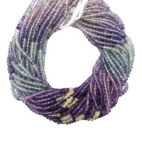Perles de pierres précieuses en fluorite multicolores facettées de 3-4 mm, forme rondelle, hautement polies, 13 pouces