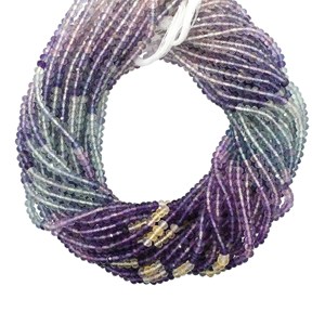 Perles de pierres précieuses en fluorite multicolores facettées de 3-4 mm, forme rondelle, hautement polies, 13 pouces, certifiées IGI, février/mars - Product Image 1