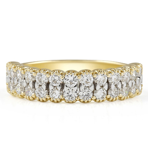 Anillo de boda de dos filas con diamantes elegantes para novias y novios - Product Image 1