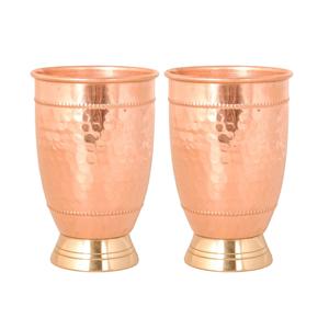 Gobelet en verre et cuivre artisanal, élégant, en métal, pour l'eau, le jus et les cocktails - Product Image 1