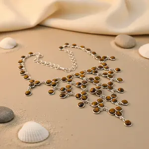 Collier statement en argent 925 avec œil de tigre pour femmes, bijoux de mode puissants - Product Image 3