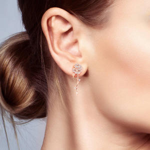 Jeulia Flowering Rose <b>Stud</b> Earrings Rose Gold Tone Sterling <b>Silver</b> - Product Image 4