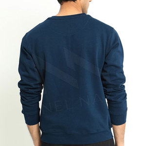 Sudadera lisa de poliéster y algodón de estilo único con sudadera de manga larga con cuello redondo para hombre - Product Image 2