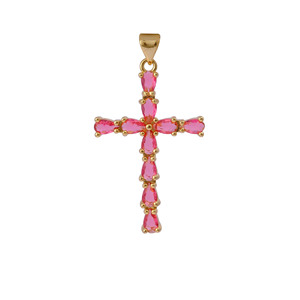 Lujo chapado en oro rosa lágrima CZ Cruz collar hecho a mano religioso encanto brillante Zirconia cúbica piedra elegante fe joyería - Product Image 1