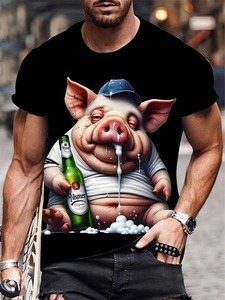 เสื้อยืดลายกราฟิกสำหรับผู้ชายเสื้อลำลองคอกลมพิมพ์ลายผ้าไหมระบายอากาศได้ดีป้องกันการเกิดขน100% - Product Image 5