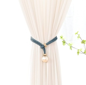 Soportes de cortina de perlas blancas Tiebacks de cortina hechos a mano Sin perforación Sin ganchos Cortinas Hold backs Decoración para el hogar Tie Backs - Product Image 6