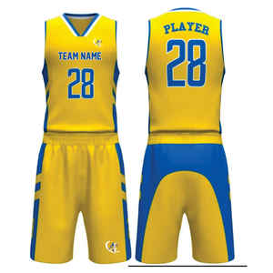 OEM personalizado 100% poliéster tela baloncesto uniforme Unisex superior y pantalones cortos de buena calidad Saleeve con corto - Product Image 4